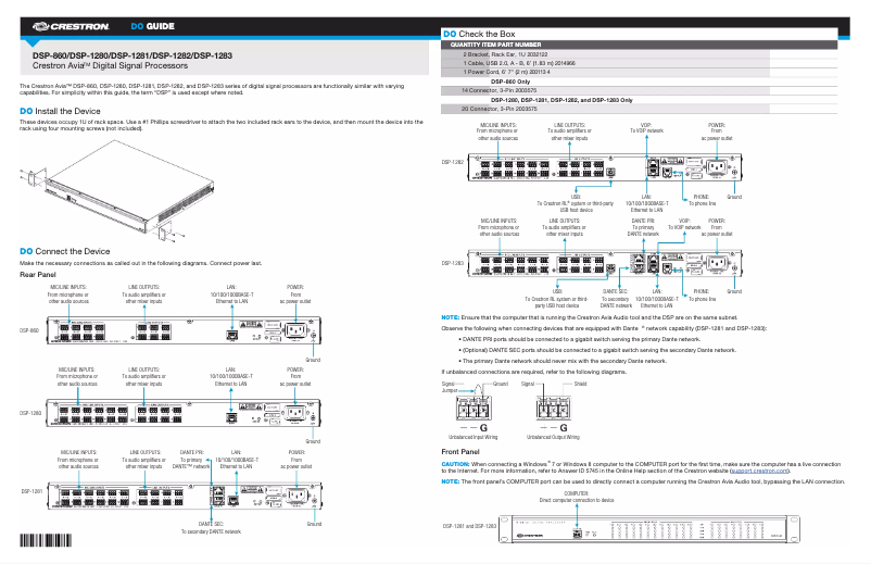 Image de la première page du manuel de l'appareil DSP-1282