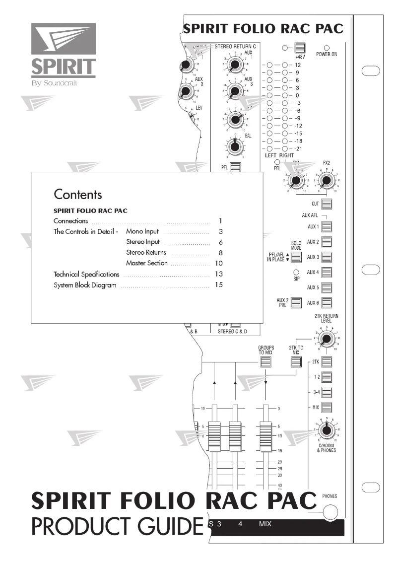 First page image of the manual for Spirit Racpac