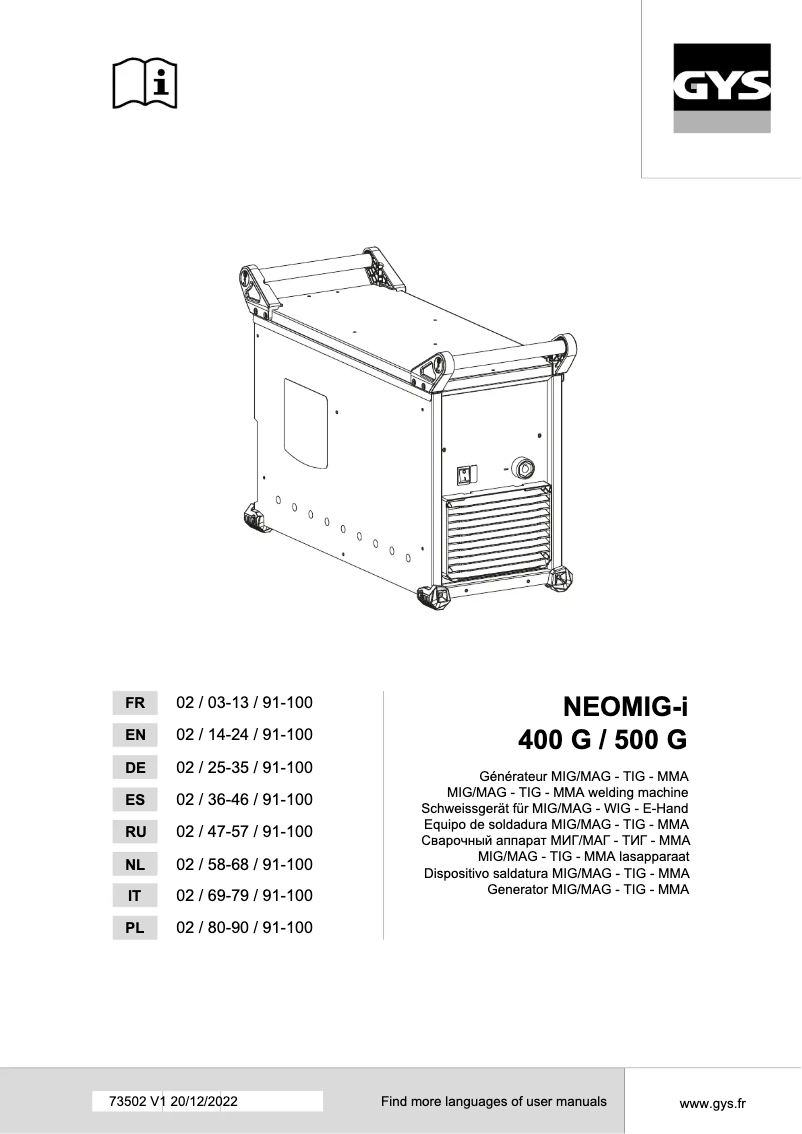 First page image of the manual for Neomig-i 500 G