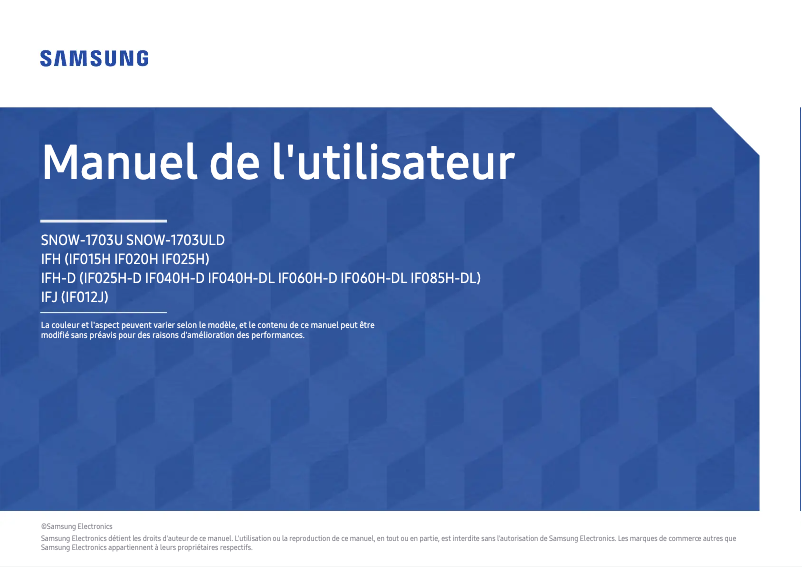 Page 1 of the manual User Manual Samsung LH025IFHTAS