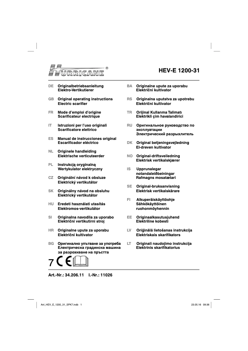 Page 1 of the manual User Manual Hurricane HEV-E 1200-31