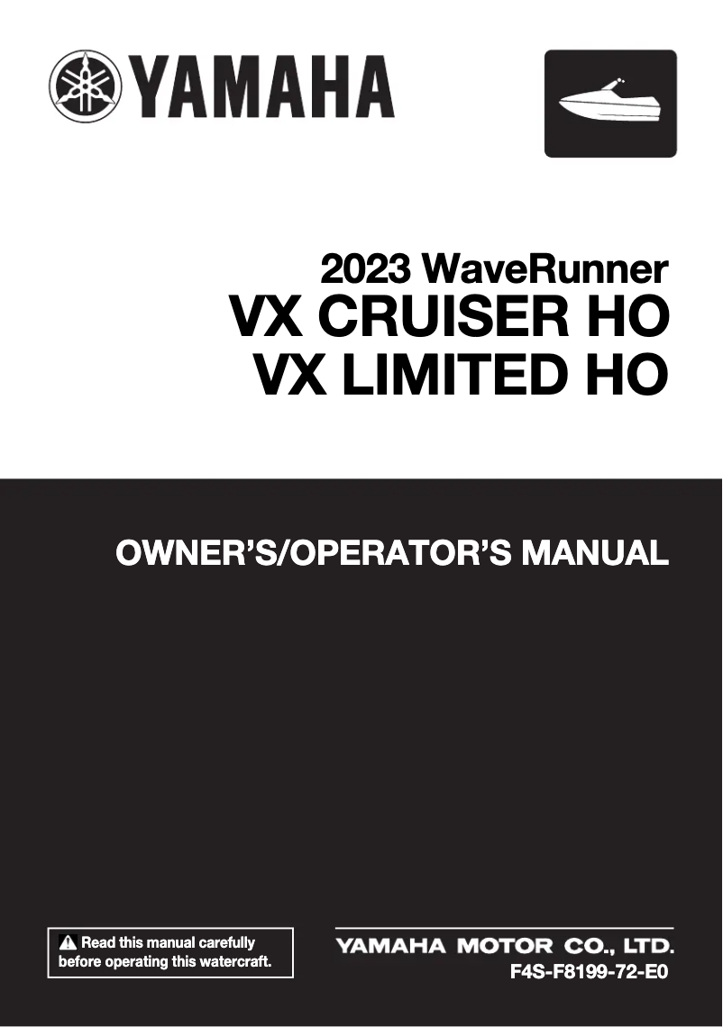 Page 1 of the manual User Manual Yamaha WaveRunner VX Cruiser HO (2023)