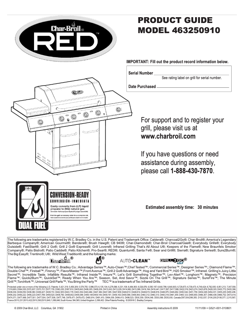 Page 1 of the manual User Manual Char-Broil RED 463250910