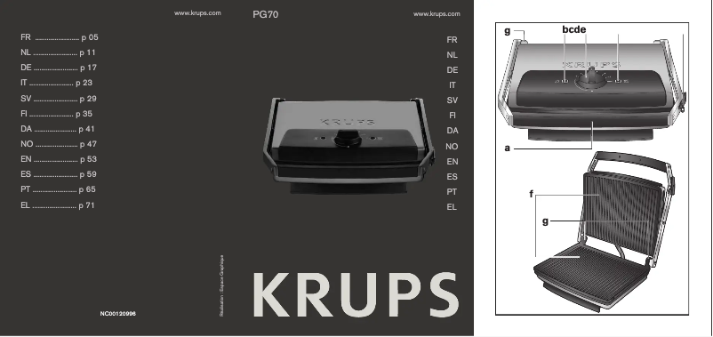 First page image of the manual for PG7000