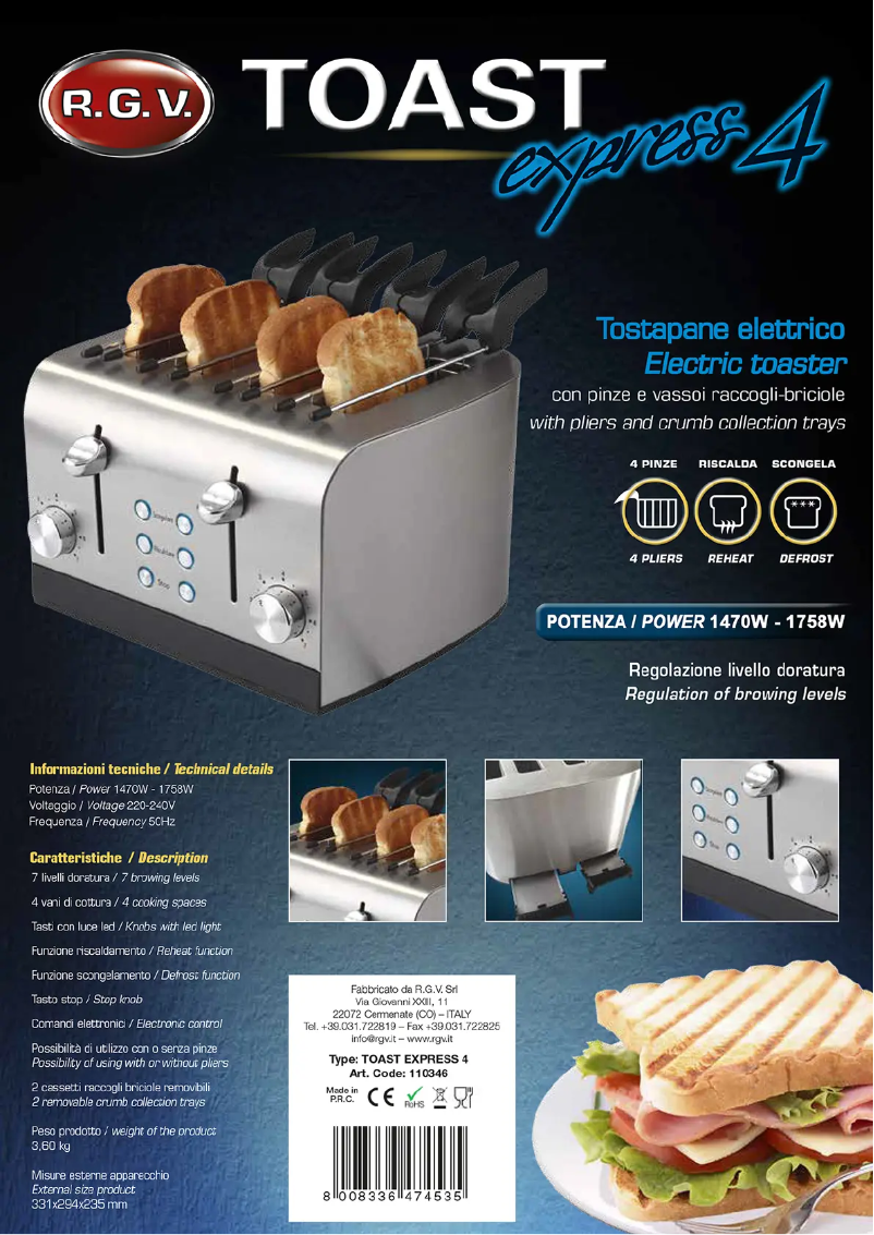 Image de la première page du manuel de l'appareil Toast Express 4