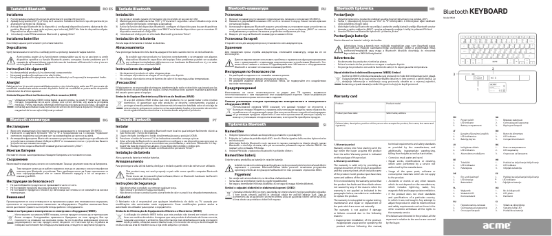 Page 1 de la notice Manuel utilisateur Acme BK03