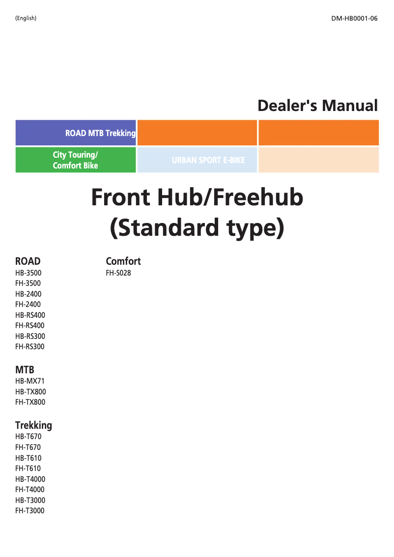 Page 1 of the manual User Manual Shimano HB-MX71