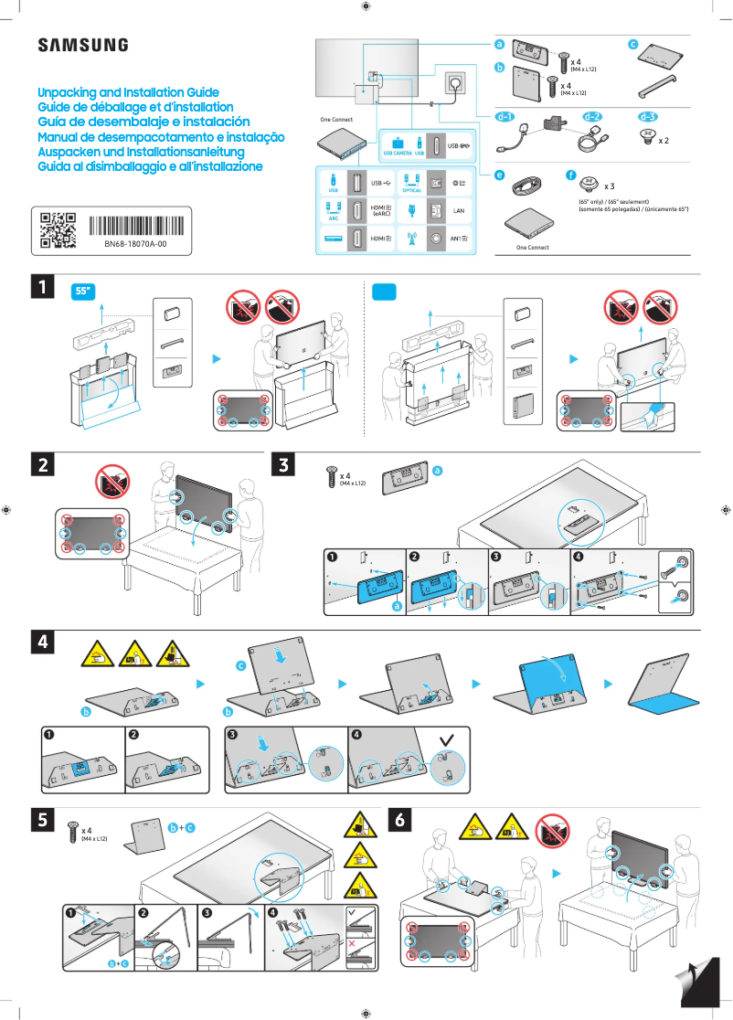 Page 1 of the manual Installation Guide Samsung QN65QN800DF
