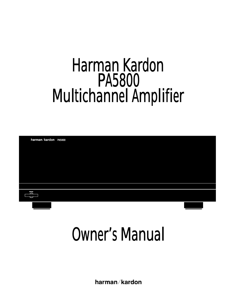 Page 1 of the manual User Manual Harman Kardon PA5800