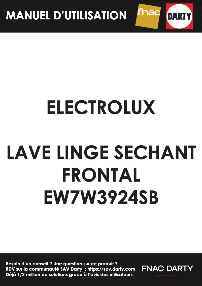 Page 1 of the manual User Manual Electrolux EW7W3924SB