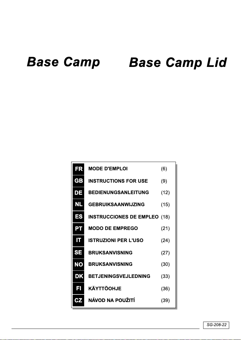 Page 1 of the manual User Manual Campingaz Base Camp