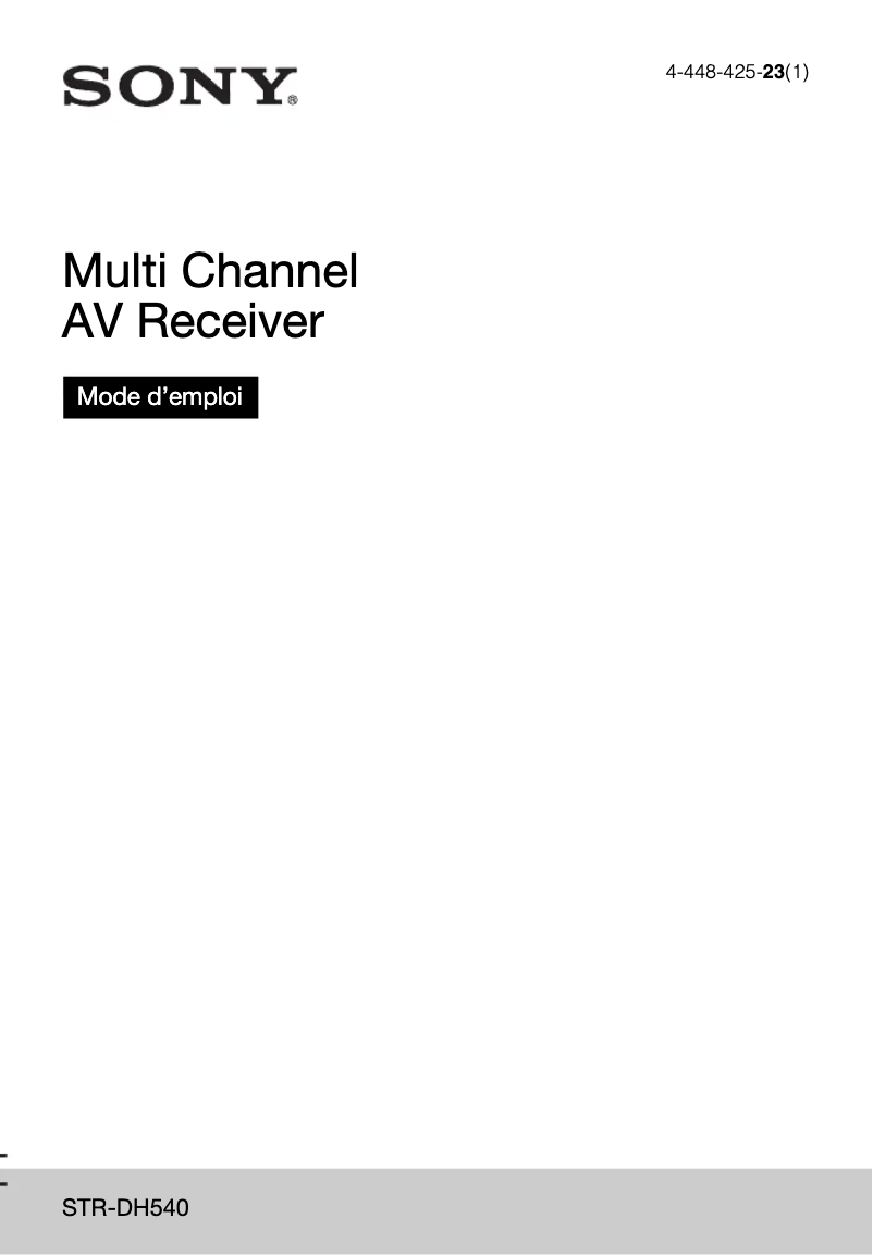 First page image of the manual for STR-DH540