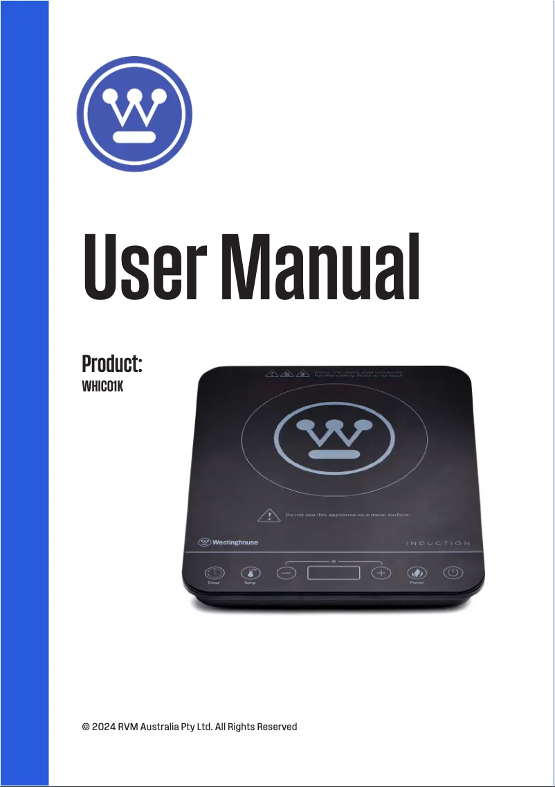 Page 1 of the manual User Manual Westinghouse WHIC01K