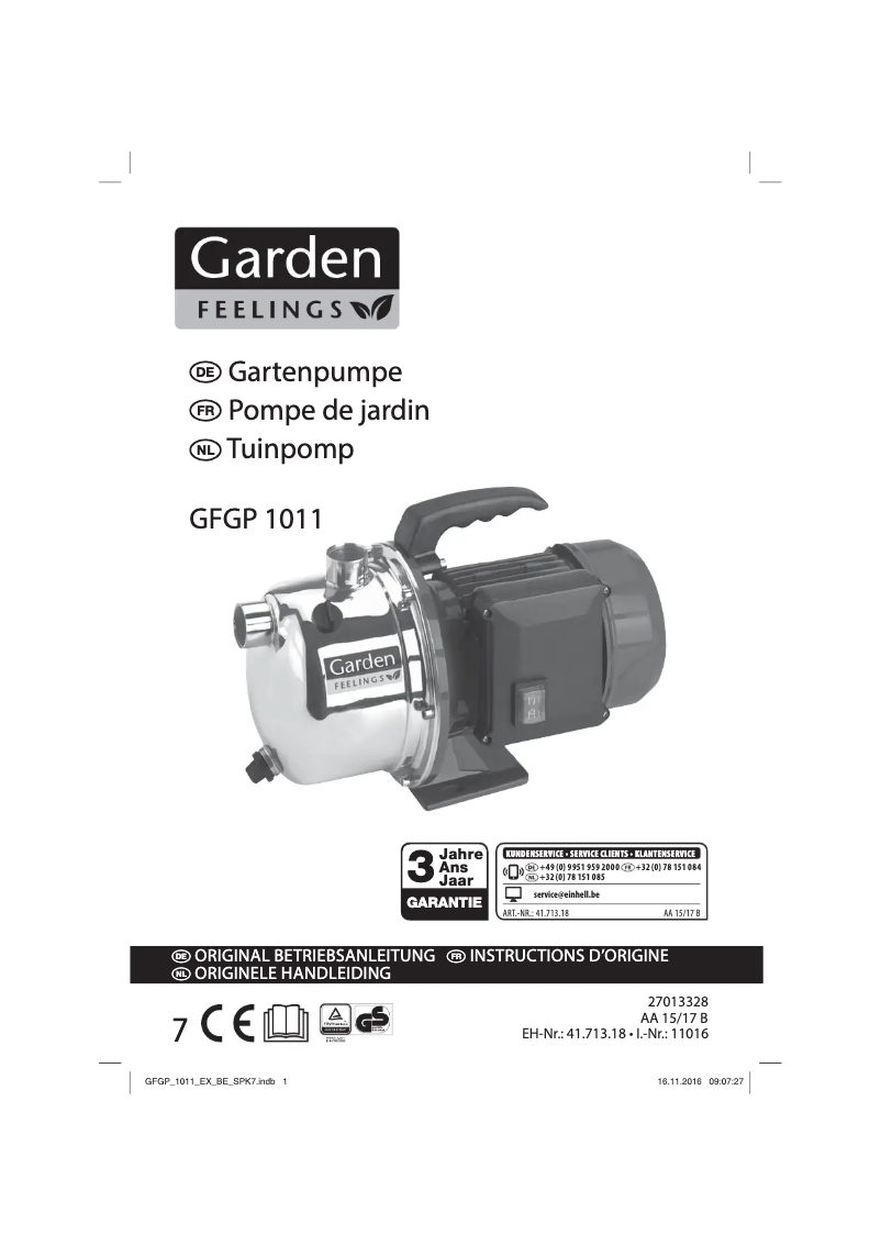 Page 1 of the manual User Manual Garden Feelings GFGP 1011