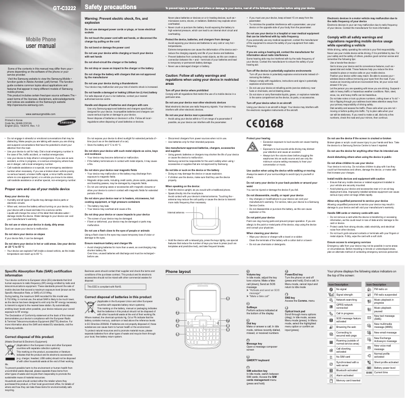 Page 1 of the manual User Manual Samsung Chat 322 Duos