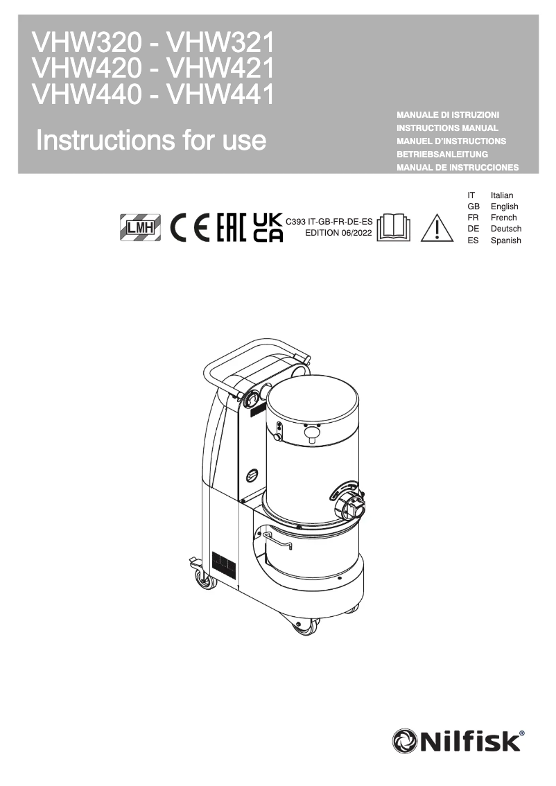 First page image of the manual for VHW420
