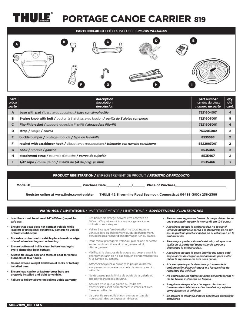 Page 1 of the manual User Manual Thule Portage