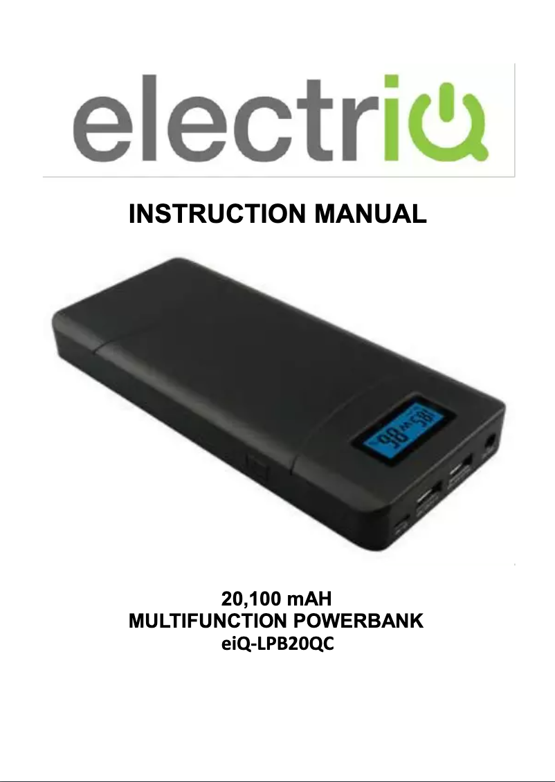 Page 1 of the manual User Manual ElectriQ eiQ-LPB20QC