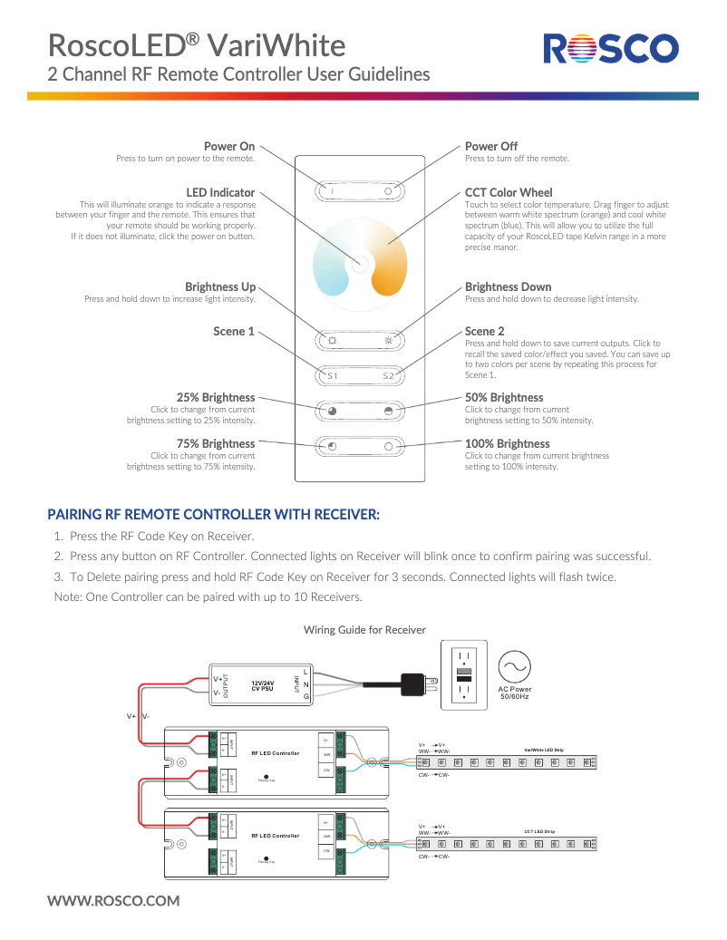 Page 1 of the manual User Manual Rosco RoscoLED VariWhite