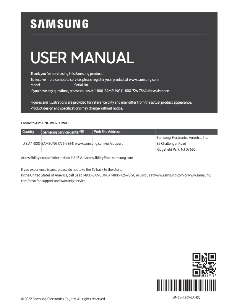Page 1 of the manual Instruction Manual Samsung QN65QN85B
