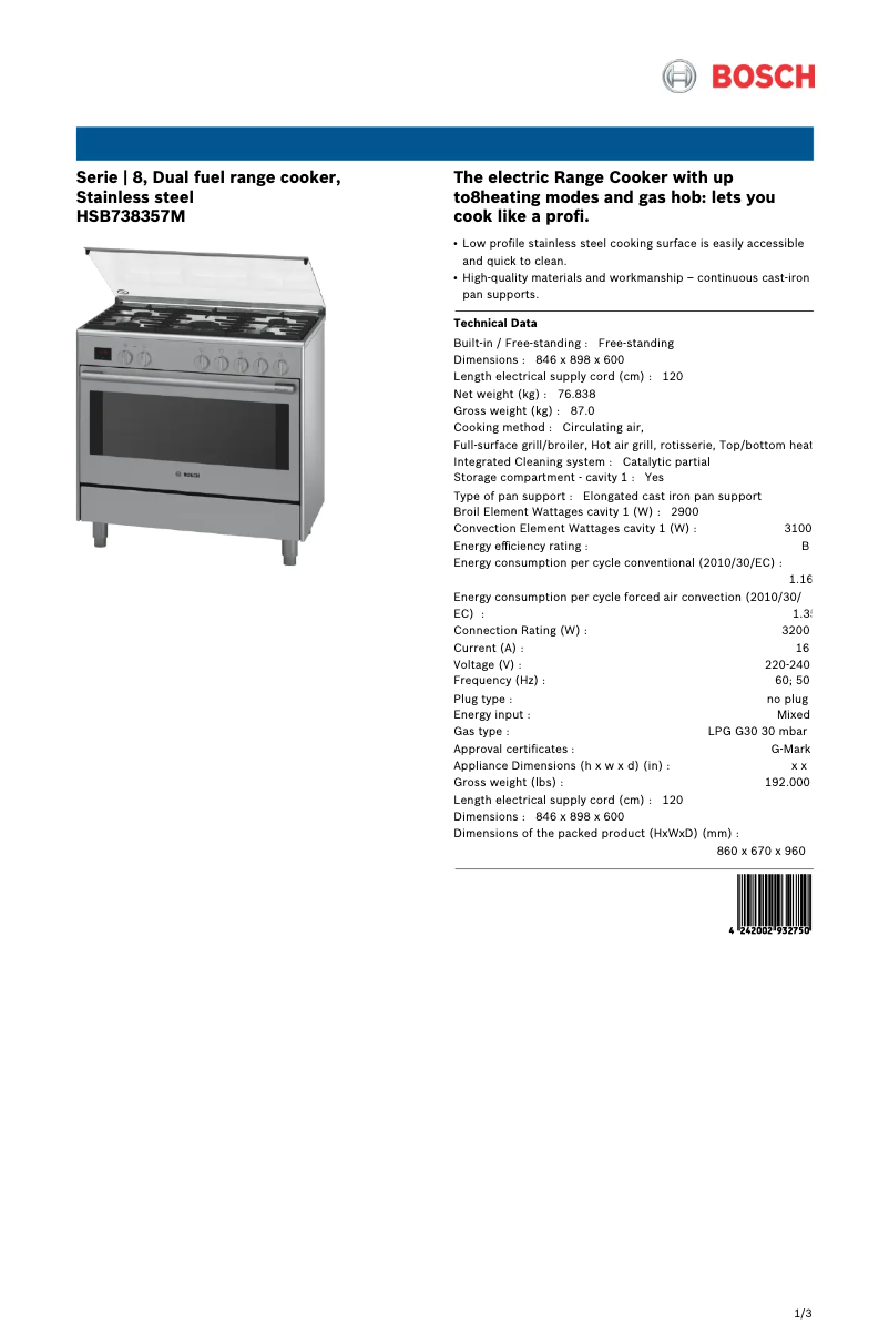 First page image of the manual for HSB738357M
