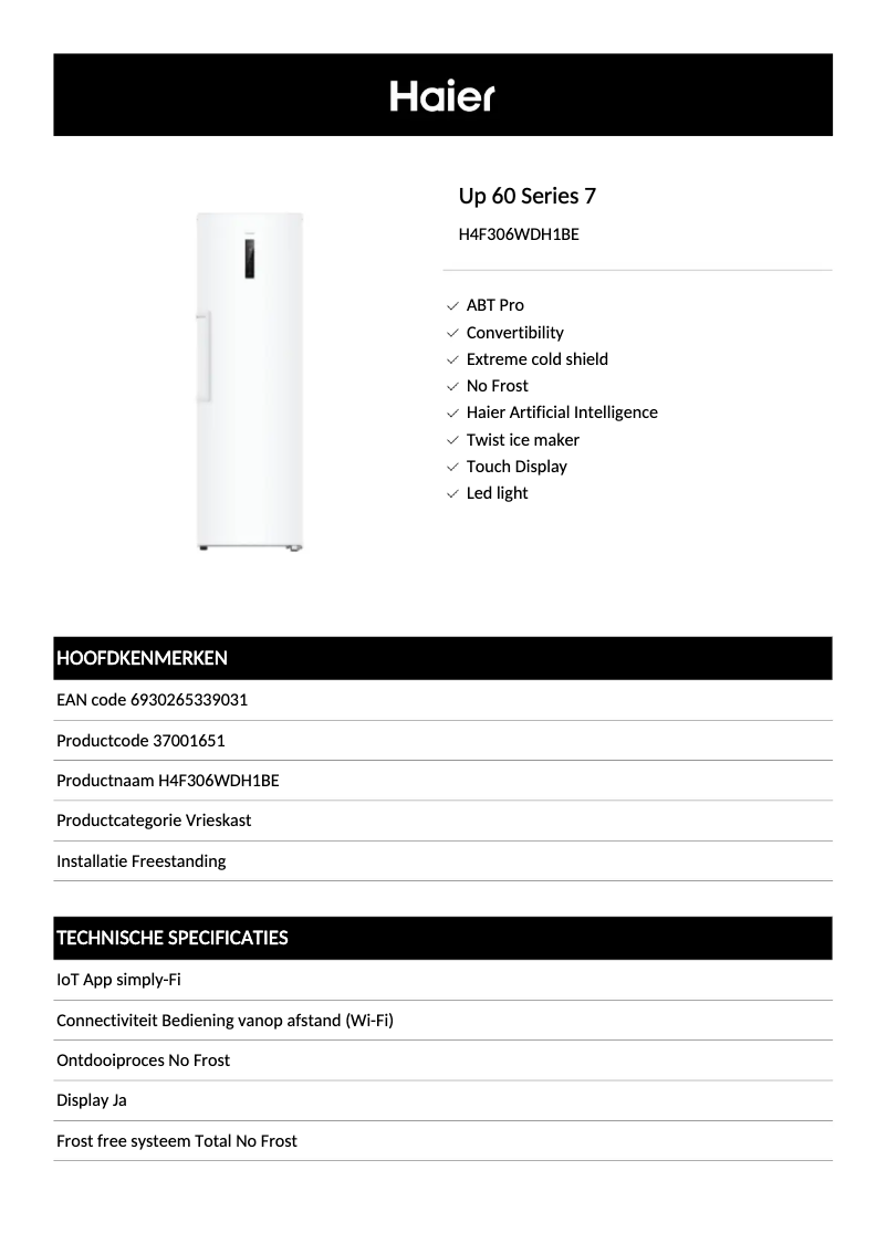 First page image of the manual for H4F306WDH1BE