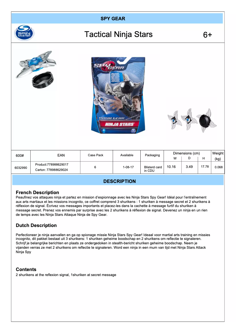 First page image of the manual for Tactical Ninja Stars