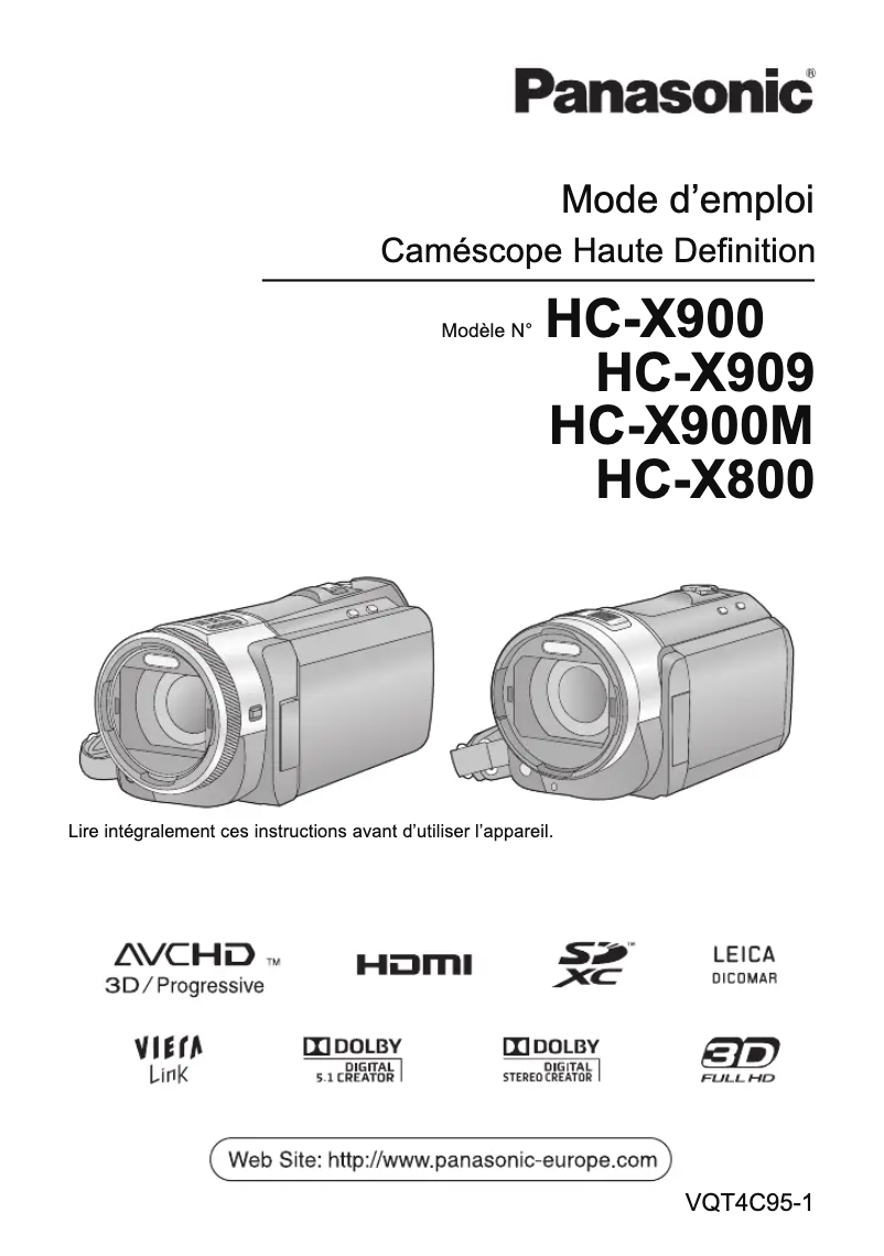 First page image of the manual for HC-X909