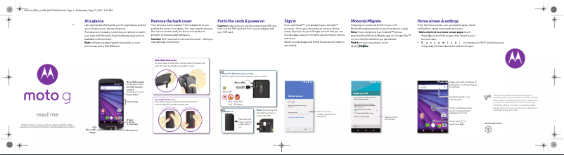 First page image of the manual for Moto G3