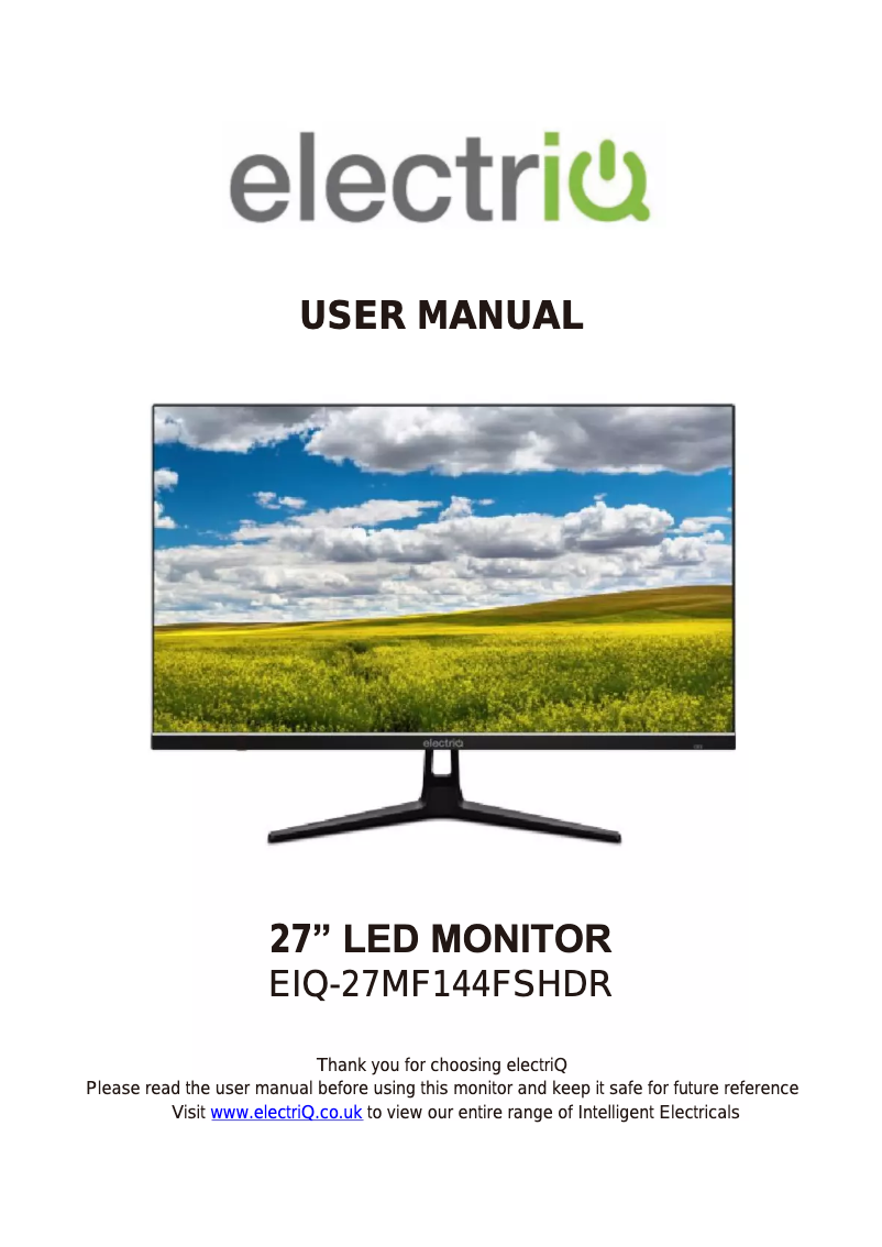 First page image of the manual for eiQ-27MF144FSHDR