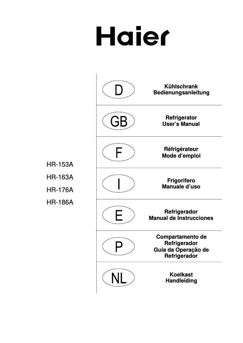 First page image of the manual for HRF 176