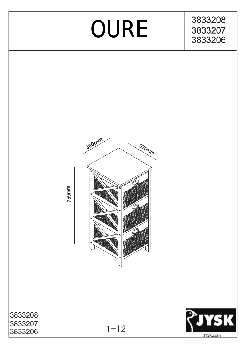 First page image of the manual for Oure (36x76x37)