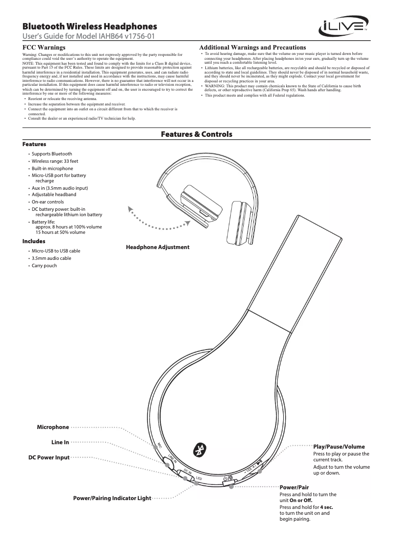 Page 1 of the manual User Manual iLive IAHB64