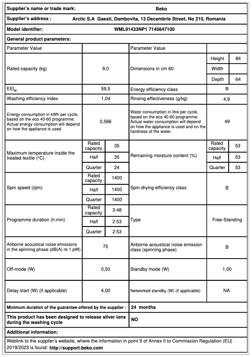 First page image of the manual for WML91433NP1