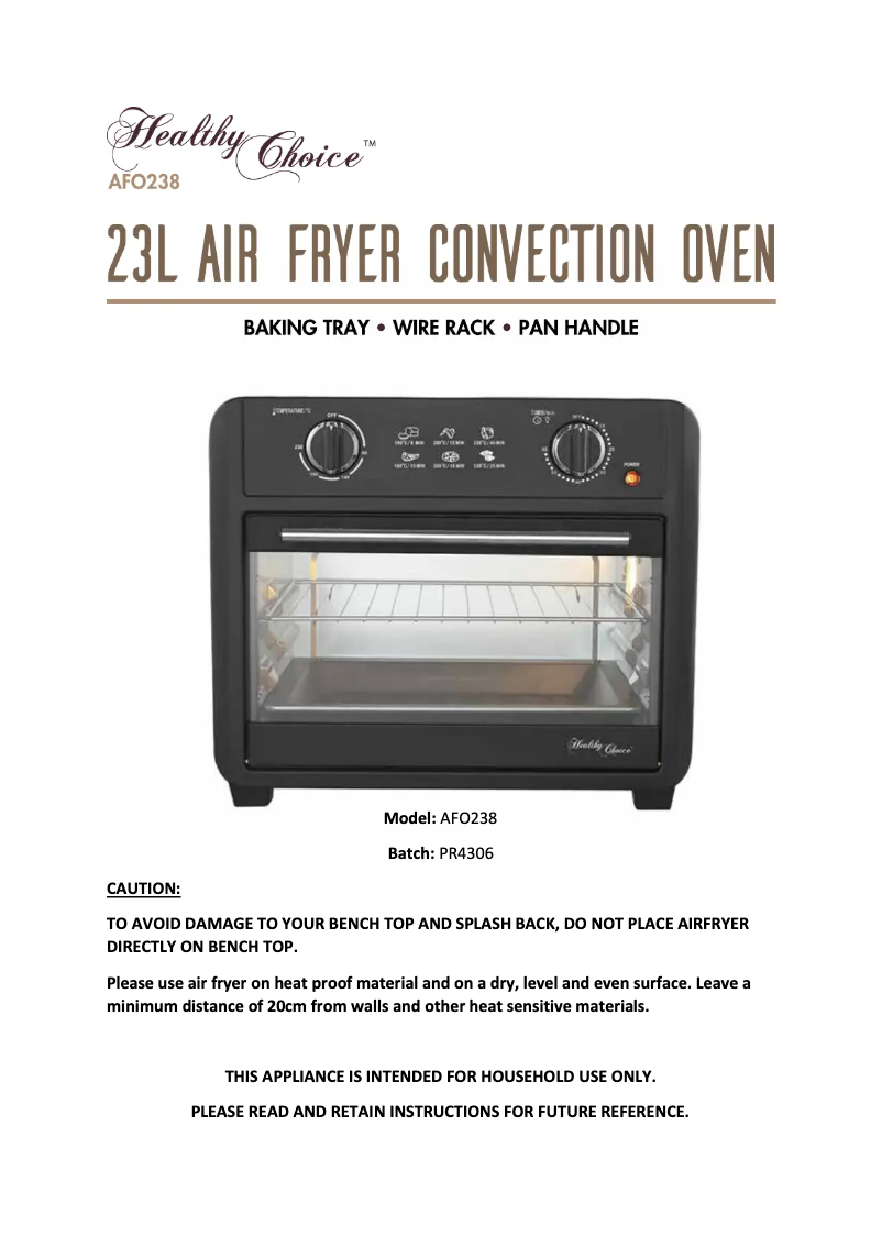 Page 1 of the manual User Manual Healthy Choice FA230