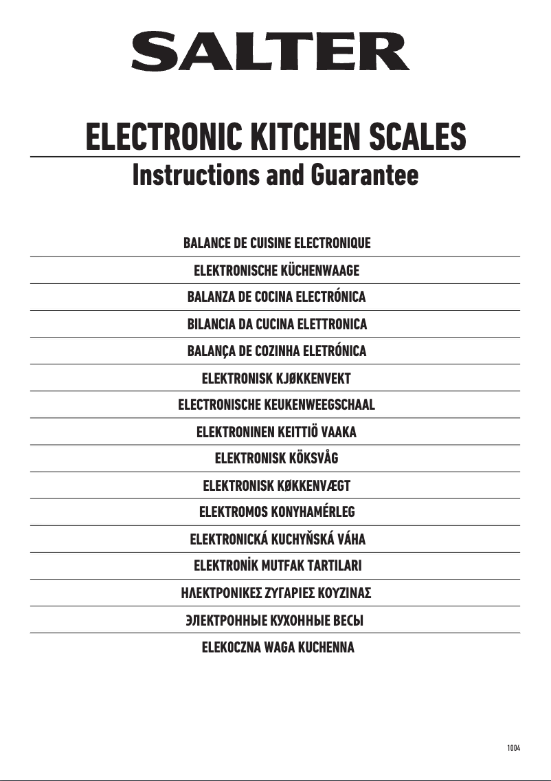 Page 1 de la notice Manuel utilisateur Salter 1004