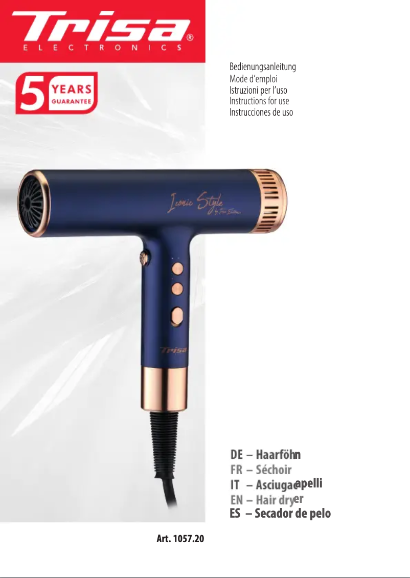 Page 1 of the manual User Manual Trisa Iconic Style 1057.20