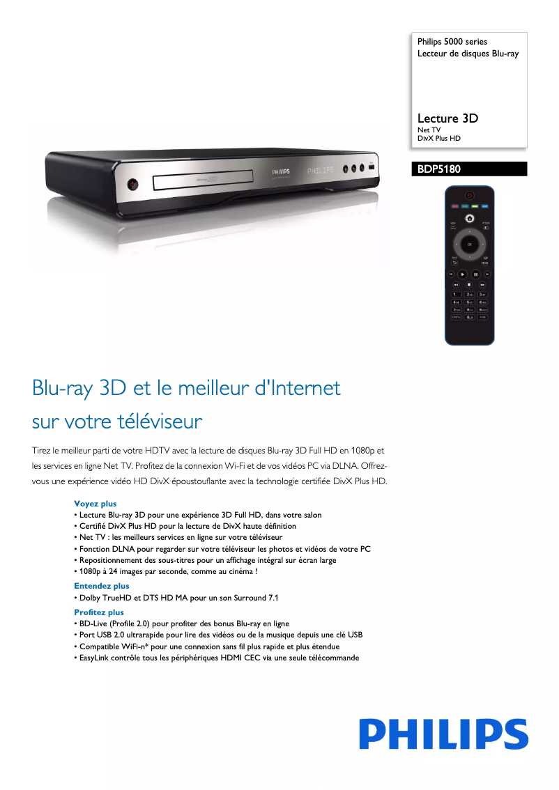 First page image of the manual for BDP5180