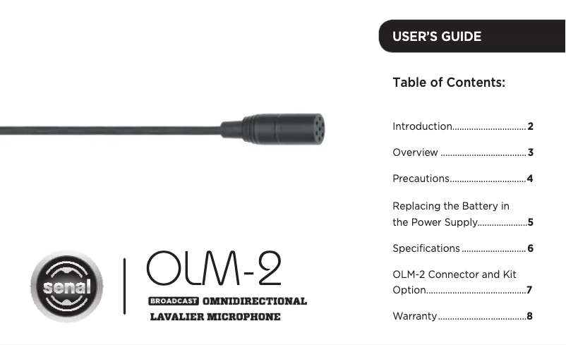 Page 1 of the manual User Manual Senal OLM-2S-P