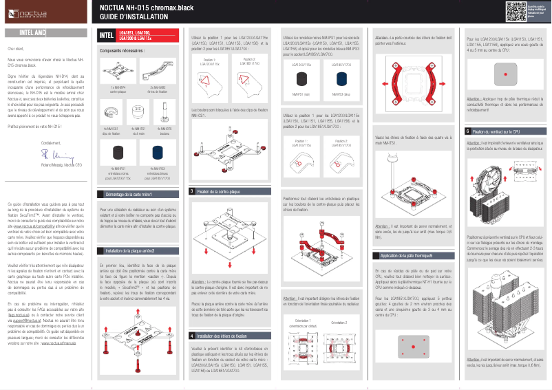 Page 1 de la notice Manuel utilisateur Noctua NH-D15