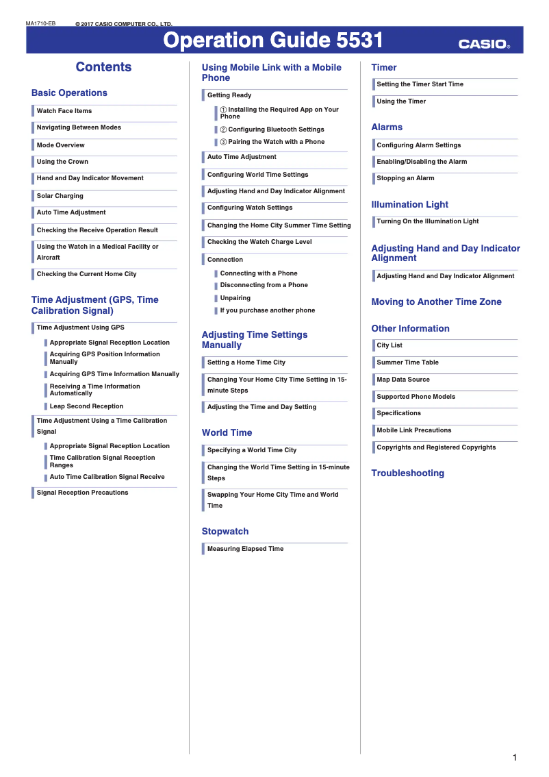 Page 1 of the manual User Manual Casio G-Shock MRG-G2000HA-1ADR