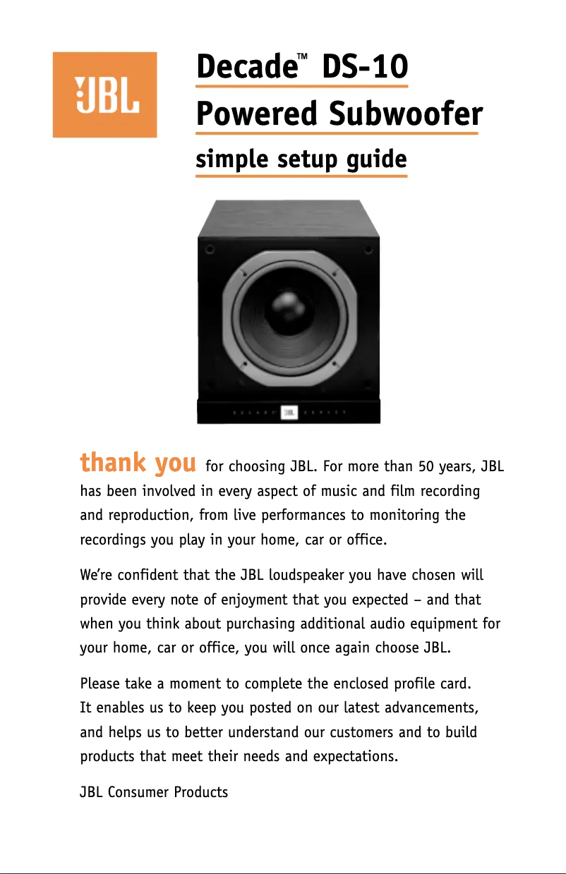 First page image of the manual for Decade DS-10