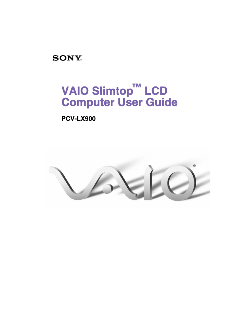 Page 1 of the manual User Manual Sony Vaio PCV-LX900