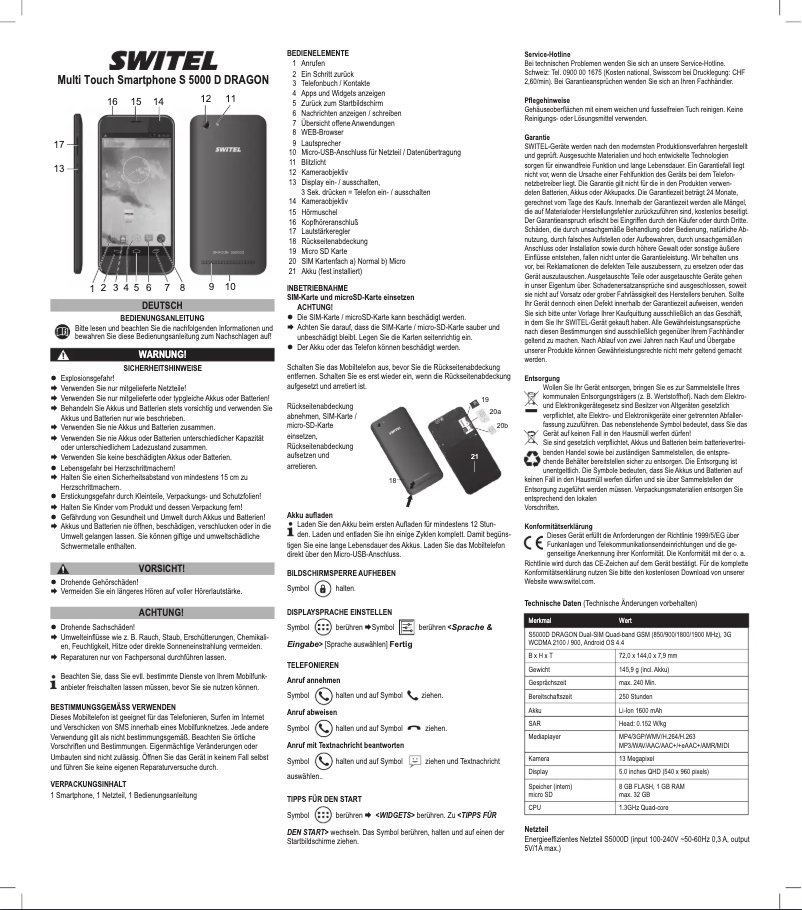 Page 1 de la notice Manuel utilisateur Switel Dragon S 5000 D