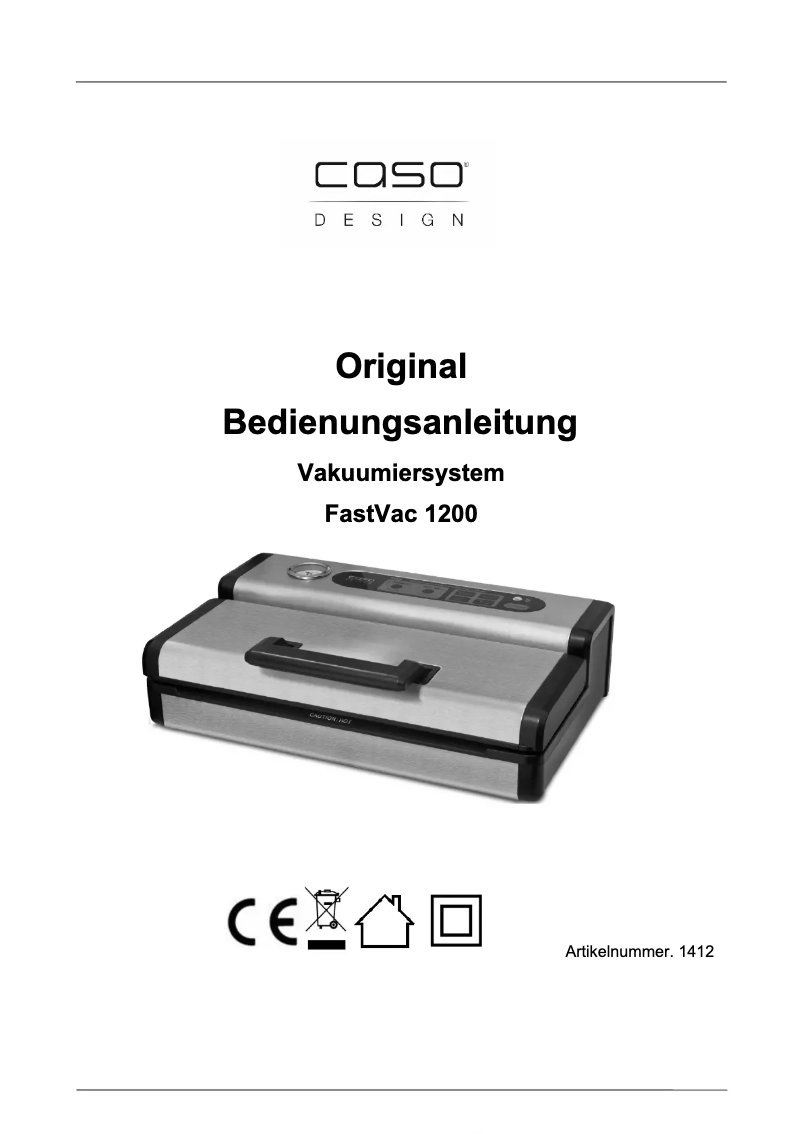 Page 1 of the manual User Manual Caso FastVac 1200