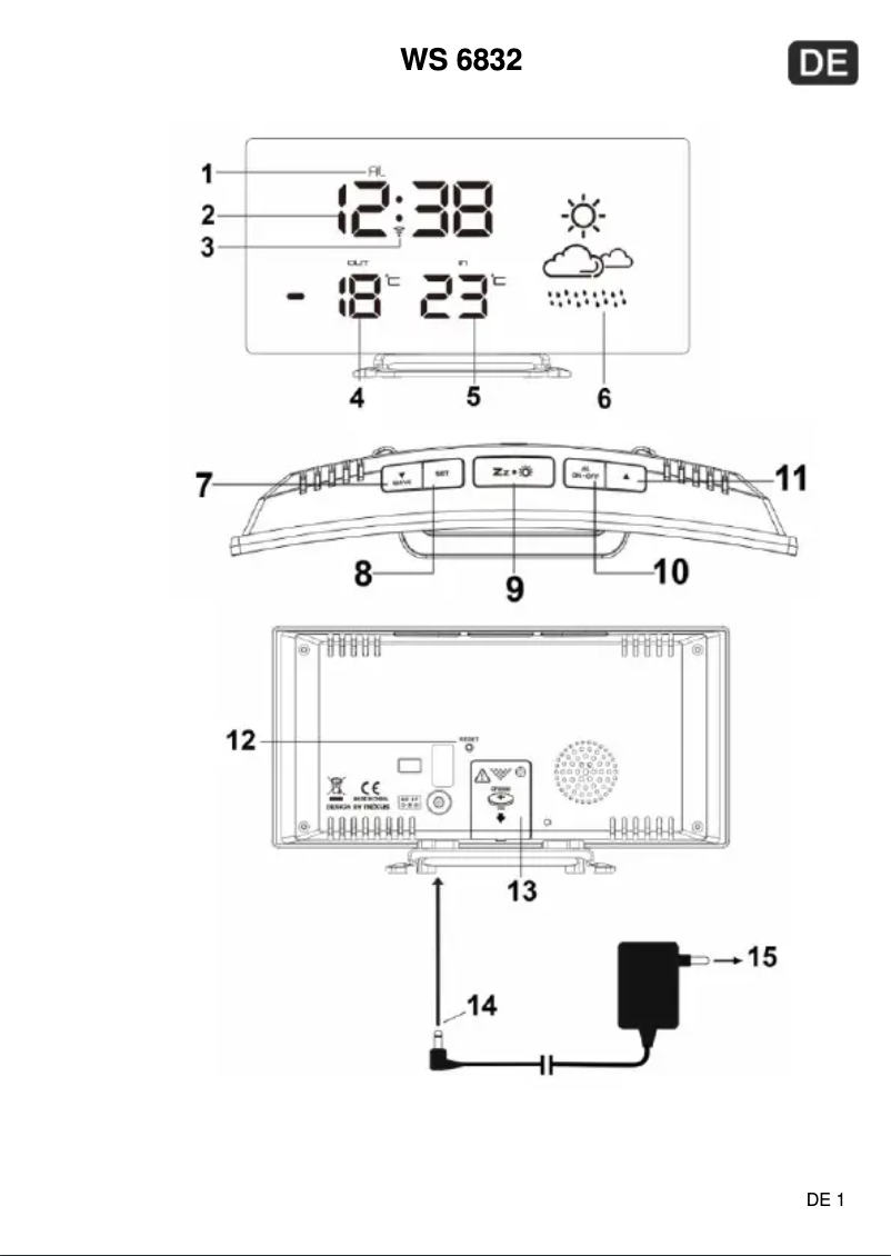Page 1 of the manual User Manual Techno Line WS 6832