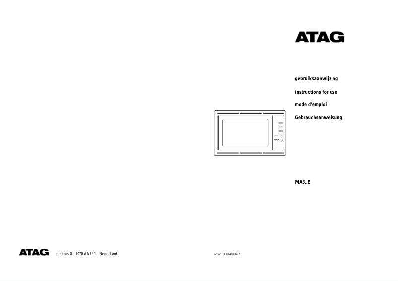Page 1 of the manual User Manual Atag MA300E