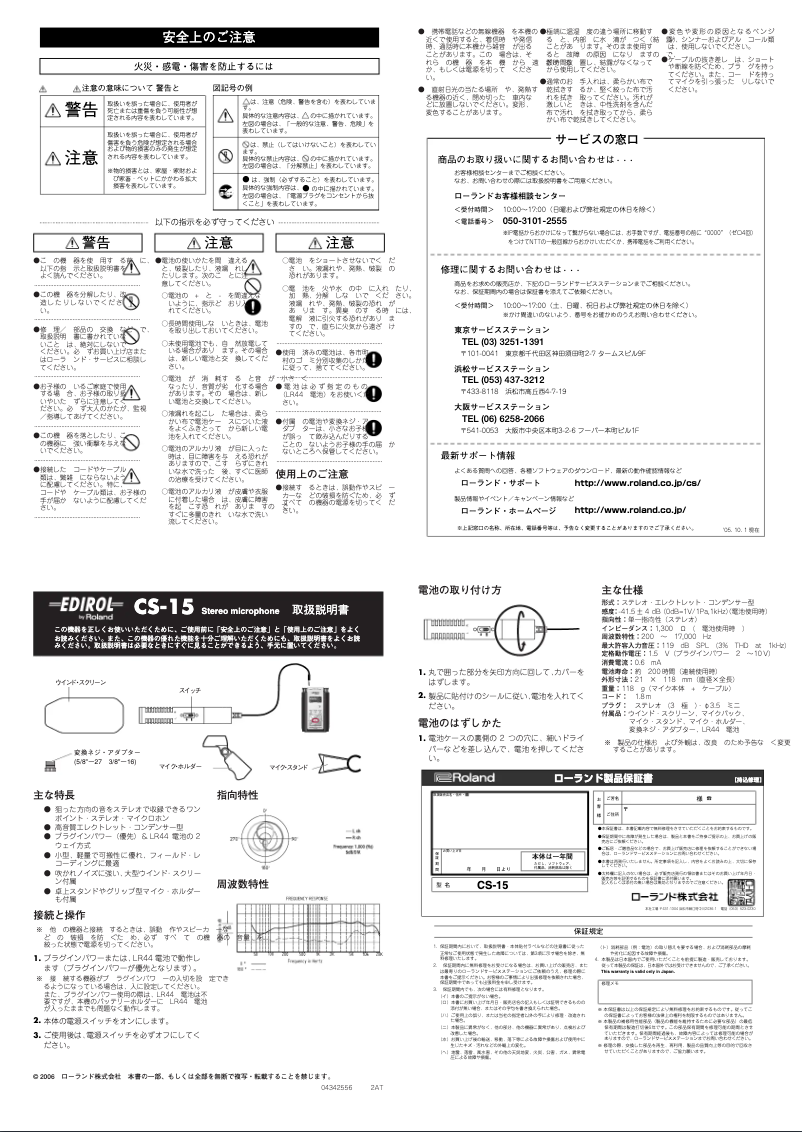 Page 1 of the manual User Manual Roland CS-15