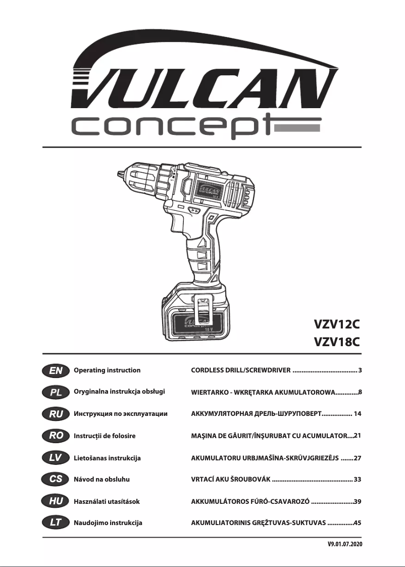 First page image of the manual for VZV18C