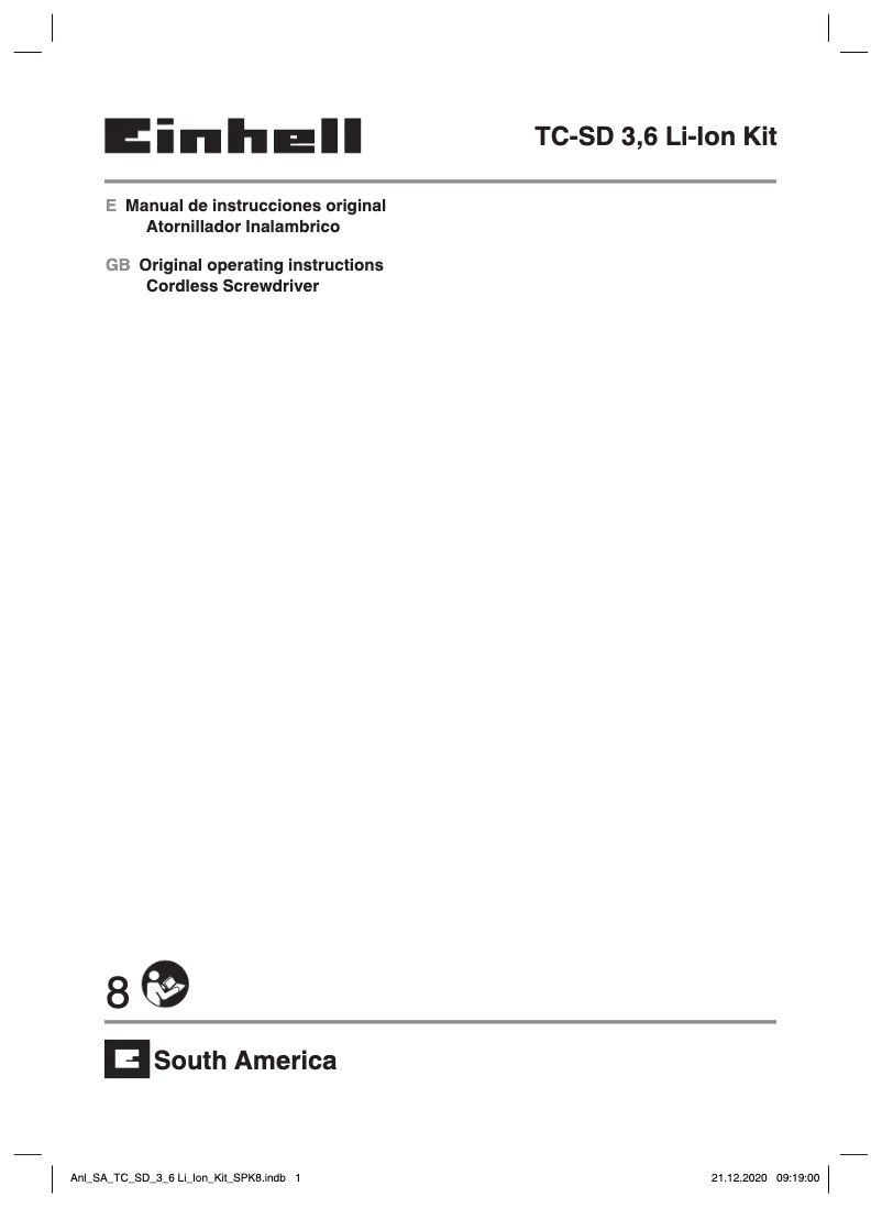 First page image of the manual for TC-SD 3,6 Li-Ion Kit